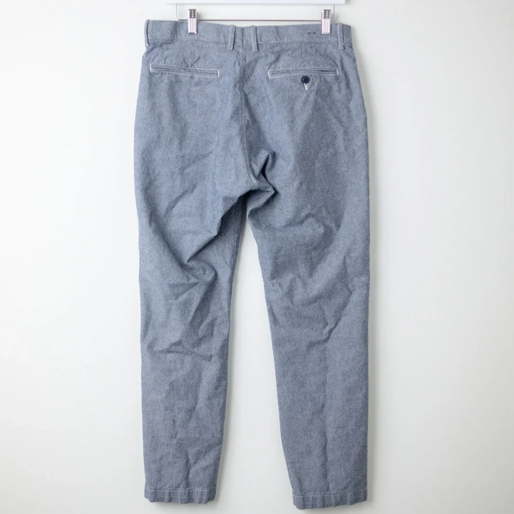 J‎ Crew Pants 770 Straight Mens 33x32 Blue Chambray Stretch Chinos L0719